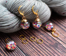 Load image into Gallery viewer, Star Confetti Bauble Stitch Marker - Rainbow colours
